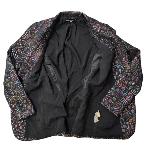 Rebecca Minkoff Blazer Jacket Womens 0 Black Base/Iridescent Maximalist Textured - Picture 8 of 15
